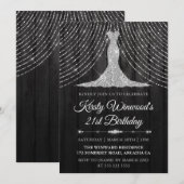 Zilver Black Diamond Dress Birthday Party Kaart (Voorkant / Achterkant)