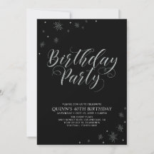Zilver & Black Modern Photo Adult Birthday Party