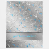 zilver, blauw, blauw, goud, zilver, tekening, vis, fleece deken (Voorkant)