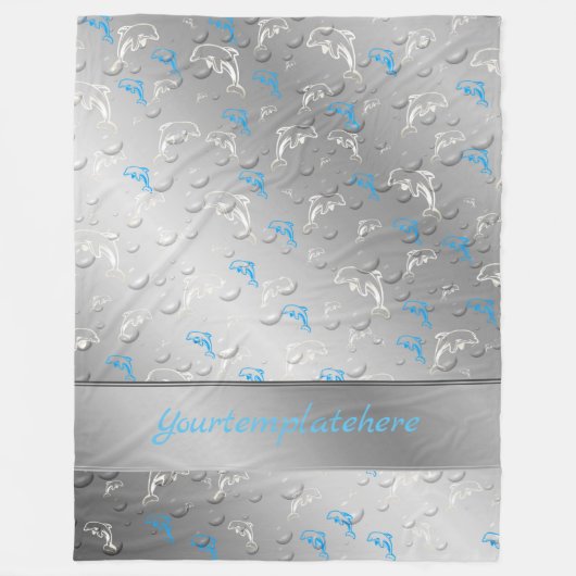 zilver, blauw, blauw, goud, zilver, tekening, vis, fleece deken (Voorkant)