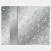 zilver, blauw, blauw, goud, zilver, tekening, vis, fleece deken (Voorkant (Horizontaal))