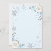 Zilver & Blauw Bloemen Winter Baby shower Sneeuwvl Kaart (Achterkant)