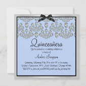 Zilver/Blauw Forever Diamonds Quinceanera Uitnodig Kaart (Voorkant)