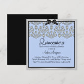 Zilver/Blauw Forever Diamonds Quinceanera Uitnodig Kaart (Voorkant / Achterkant)