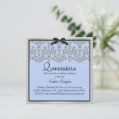 Zilver/Blauw Forever Diamonds Quinceanera Uitnodig Kaart (Staand voorkant)