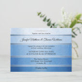 Zilver Blauw Gestreepte Tone op Tone Wedding Kaart (Staand voorkant)