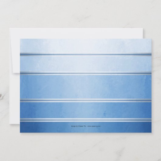 Zilver Blauw Gestreepte Tone op Tone Wedding Kaart (Achterkant)