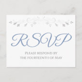 Zilver & Blauw Grijs Eenvoudige Elegantie Bruiloft Briefkaart (Voorkant)