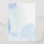 Zilver & blauw hart Eén eerste jongen verjaardag Folie Uitnodiging (Achterkant)