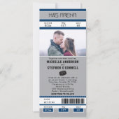 Zilver Blauw Hockey Ticket Wedding Kaart (Voorkant)