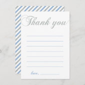 Zilver & Blauw | Modern jongensfeestje bedankje Bedankkaart (Voorkant / Achterkant)