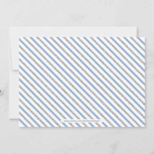 Zilver, blauw | Modern Typografie Boy Baby shower Kaart (Achterkant)