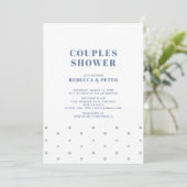 Zilver & Blauw | Moderne Couples Bruiloftsfeest Kaart (Staand voorkant)
