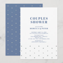 Zilver & Blauw | Moderne Couples Bruiloftsfeest Kaart