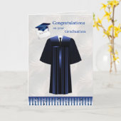 Zilver blauw Mortier, jurk en diploma Kaart (Gele Bloem)