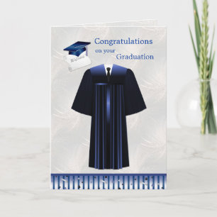 Zilver blauw Mortier, jurk en diploma Kaart