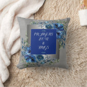 Zilver & Blauw Petaal Symfonie Kussen (Deken)