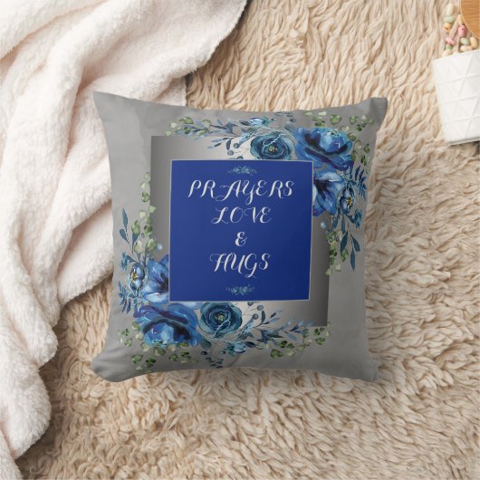 Zilver & Blauw Petaal Symfonie Kussen (Deken)