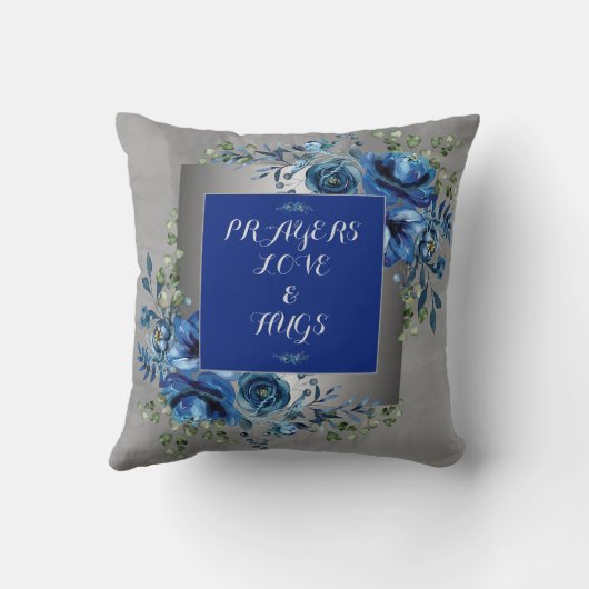 Zilver & Blauw Petaal Symfonie Kussen (Achterkant)