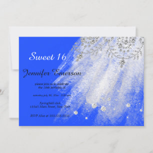 Zilver Blauw Sapphire Jurk Glitter Sweet Sixteen Kaart