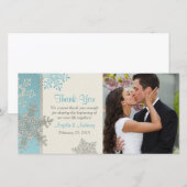 Zilver Blauw Sneeuwvlok Winter Bruiloft Dank Je Bedankkaart (Voorkant / Achterkant)