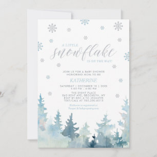 Zilver & Blauw Sneeuwvlok Winter Jongens Baby Bo Kaart