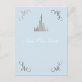 Zilver & Blauw Storybook Prinses Save the Date Briefkaart (Voorkant)