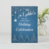 Zilver & Blauw Vakantie Kaart (Staand voorkant)