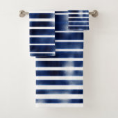 Zilver & blauw Vetgedrukte Strepen Bad Handdoek (Insitu)