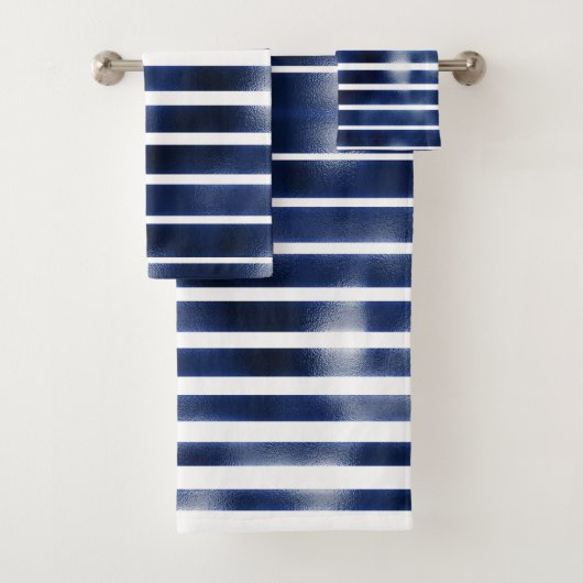 Zilver & blauw Vetgedrukte Strepen Bad Handdoek (Insitu)
