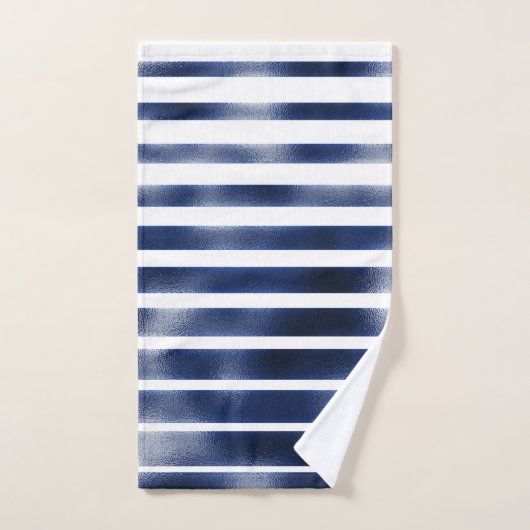 Zilver & blauw Vetgedrukte Strepen Bad Handdoek (Handdoek)
