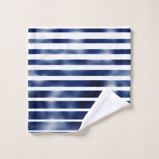 Zilver & blauw Vetgedrukte Strepen Bad Handdoek (Wasdoekje)