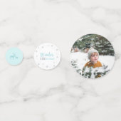 Zilver & Blauw Winter Wonderland Boy 1e verjaardag Confetti (Voorkanten)