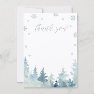 Zilver & Blauw Winter Wonderland Dankkaart Bedankkaart