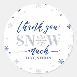 Zilver, Blauw Winter wonderland Hartelijk dank sne Ronde Sticker