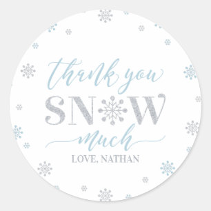Zilver, Blauw Winter wonderland Hartelijk dank sne Ronde Sticker