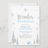 Zilver & Blauw Winter Wonderland Jongens Verjaarda Kaart (Voorkant)