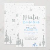 Zilver & Blauw Winter Wonderland Jongens Verjaarda Kaart (Voorkant / Achterkant)