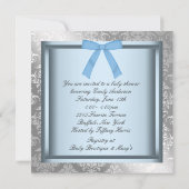 Zilver Blauw Zwarte Prins Baby Boy Douche Kaart (Achterkant)