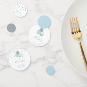 Zilver & Blauwe Ballonnen Jongen Baby Shower Confetti