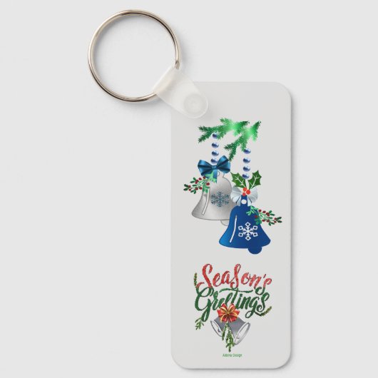 Zilver & Blauwe Bellen Kerst : Sleutelhanger (Voorkant)