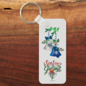 Zilver & Blauwe Bellen Kerst : Sleutelhanger (Voorkant)