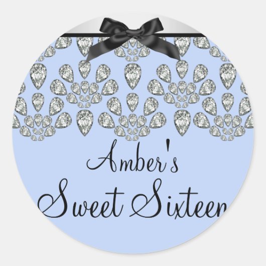 Zilver & Blauwe Forever Diamonds Sweet 16 Sticker (Voorkant)