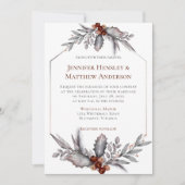 Zilver, Blauwe Grijs, Rusty Brown Winter Wedding Kaart (Voorkant)