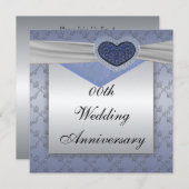Zilver-blauwe huwelijksjubileum feest uitnodiging (Voorkant / Achterkant)