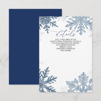 Zilver Blauwe Sneeuwvlokken Winter Kerst Huwelijk Informatiekaartje