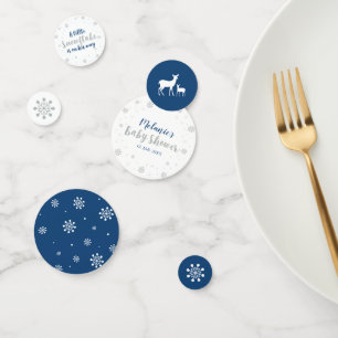 Zilver & Blauwe Winter Sneeuwvlok Jongens Baby Sho Confetti