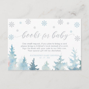 Zilver & Blauwe Winter Wonderland Boeken voor Baby Informatiekaartje