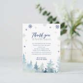 Zilver & Blauwe Winter Wonderland Foto Bedankt (Staand voorkant)