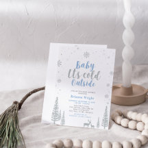 Zilver & Blauwe Winter Wonderland Jongens Baby Sho
